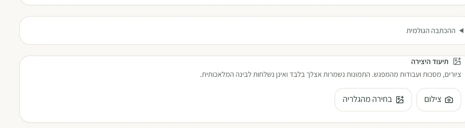 צילום מסך: מסך תיק מטופל עם גלריית עבודות שצולמו, ותצוגת לפני-אחרי
